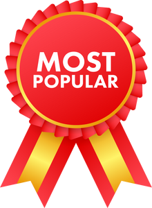 Most popular badge, ribbon isolated on white background, sti